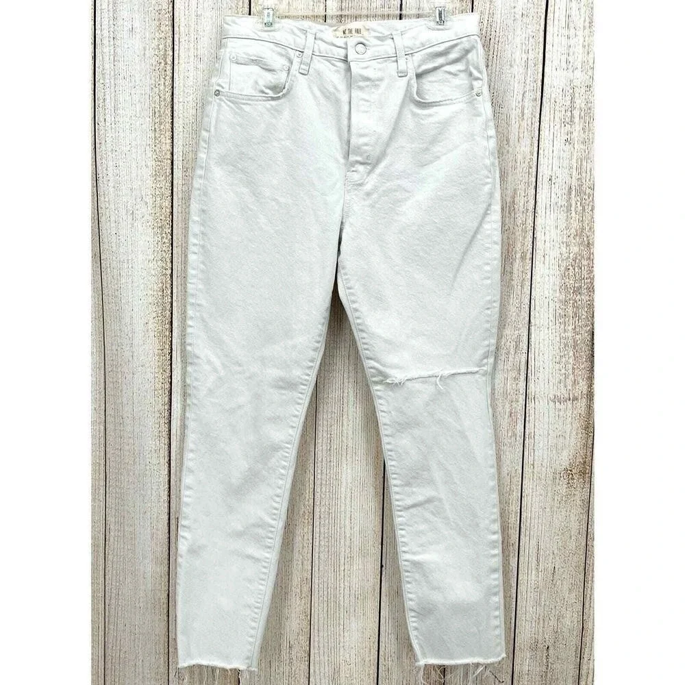 We The Free‎ Jeans Size 31 White Button Fly High Rise Distressed Button Fly